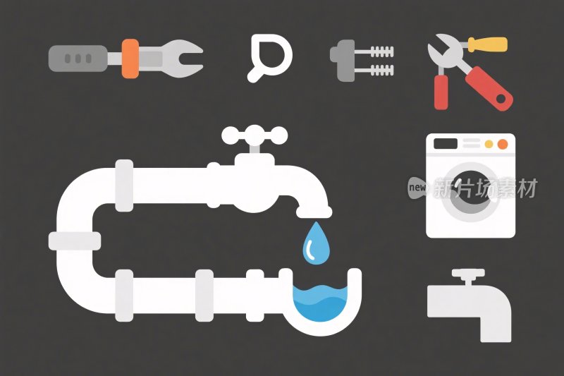 工具管道水龙头插画