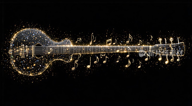 金色音符吉他