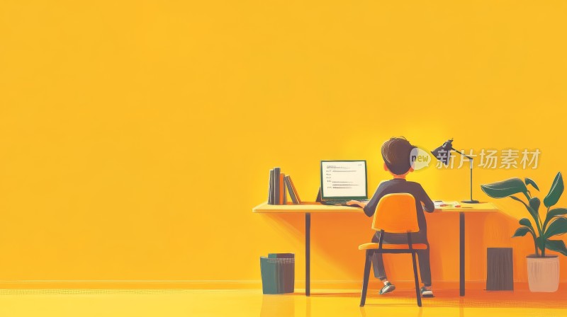 高考冲刺，努力学习的学生男孩卡通插画