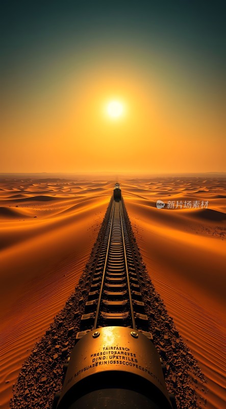 沙漠铁轨上的日落之旅