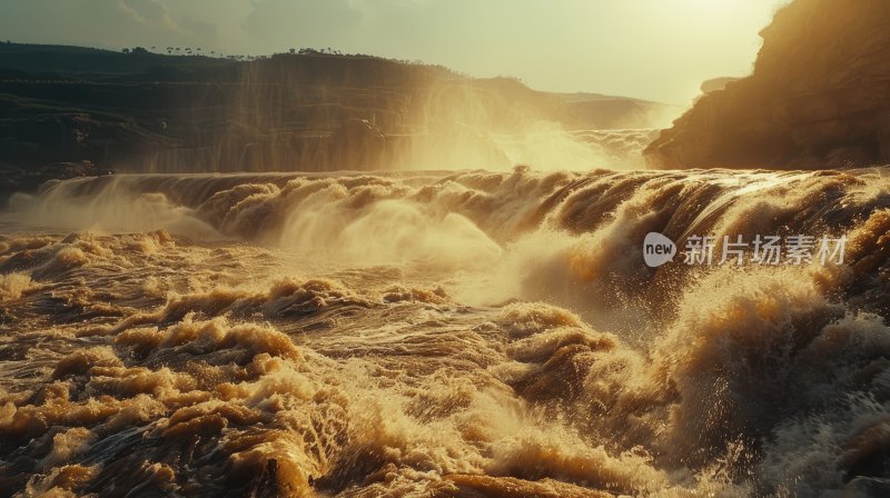 黄河水河流河水波涛汹涌母亲河