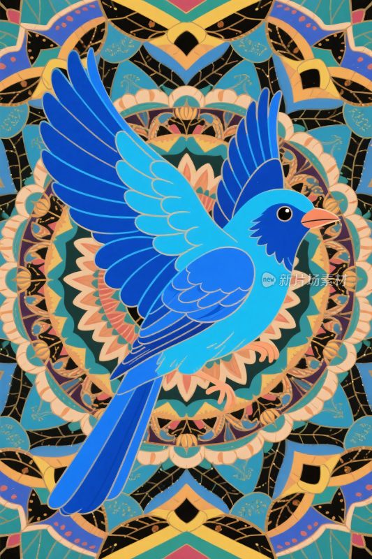 色彩丰富的飞鸟插画