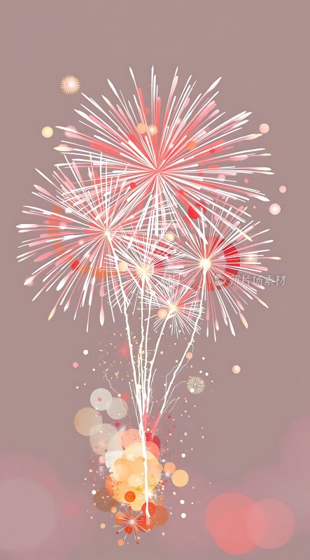 烟花绽放夜空色彩斑斓光芒四射