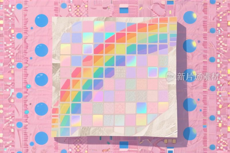 彩色方块彩虹插画