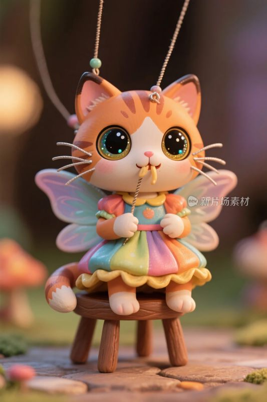 可爱猫咪玩偶插画