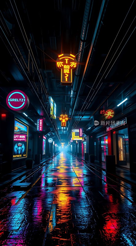 霓虹灯下的繁华街道