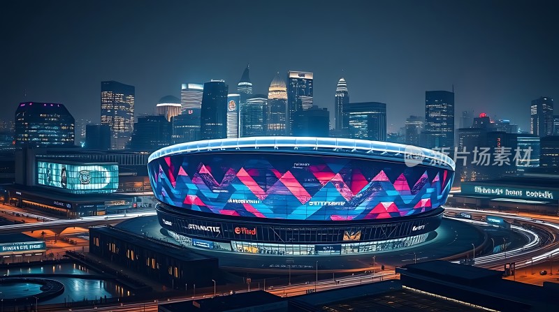 璀璨都市夜景下的现代建筑群