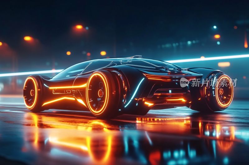 炫酷未来感霓虹跑车