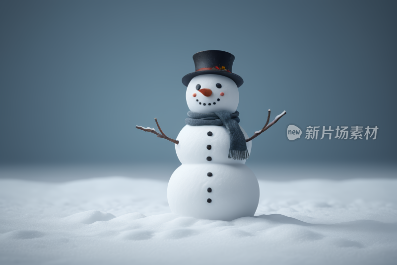 一个雪人站在雪地里图片