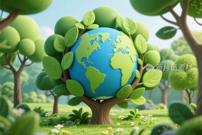 绿色地球环保插画