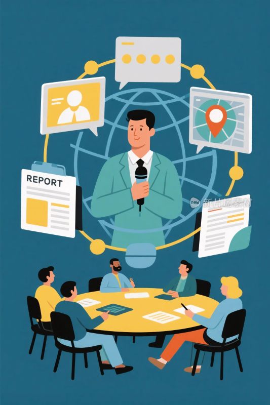 商务会议讨论插画