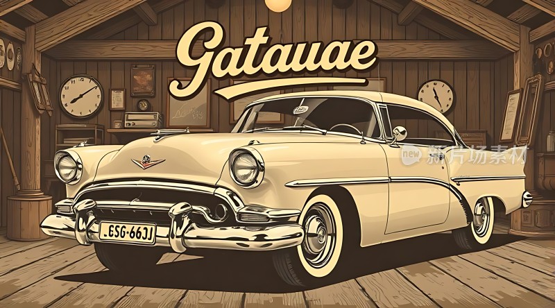 古董车库里的经典轿车
