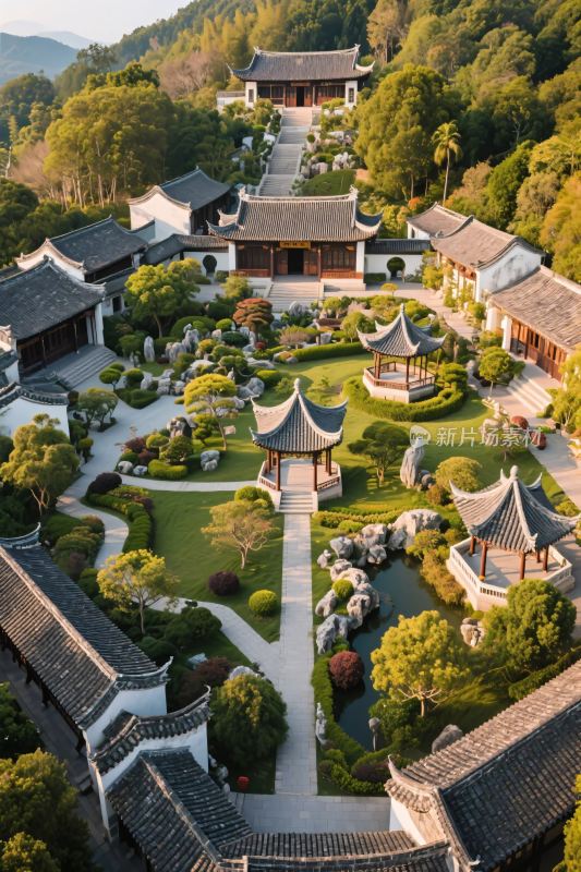 中式古典园林鸟瞰景观