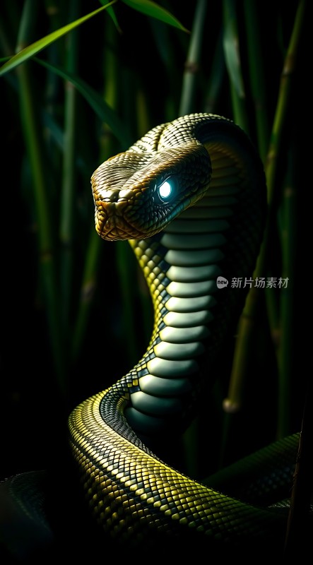 绿竹丛中蛇影闪