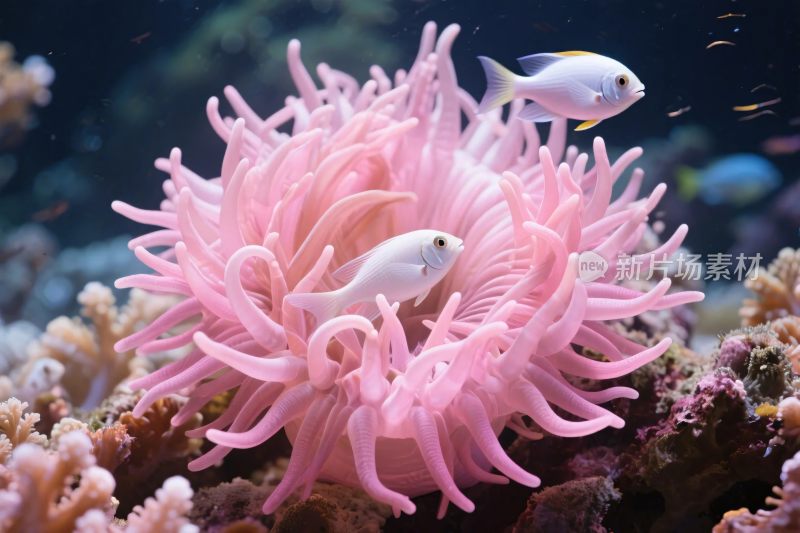 海洋生物海葵与小鱼