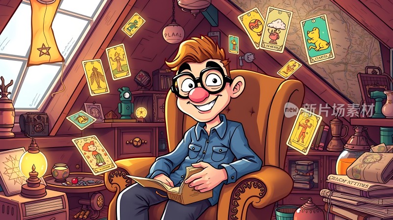 神秘学者与漂浮塔罗牌