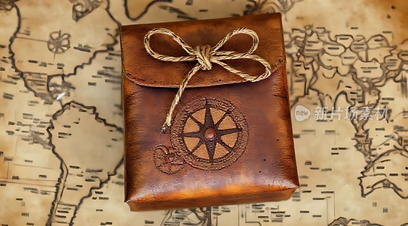 皮革指南针装饰盒