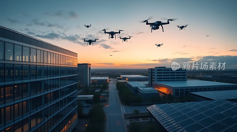 无人机编队飞越城市天际线