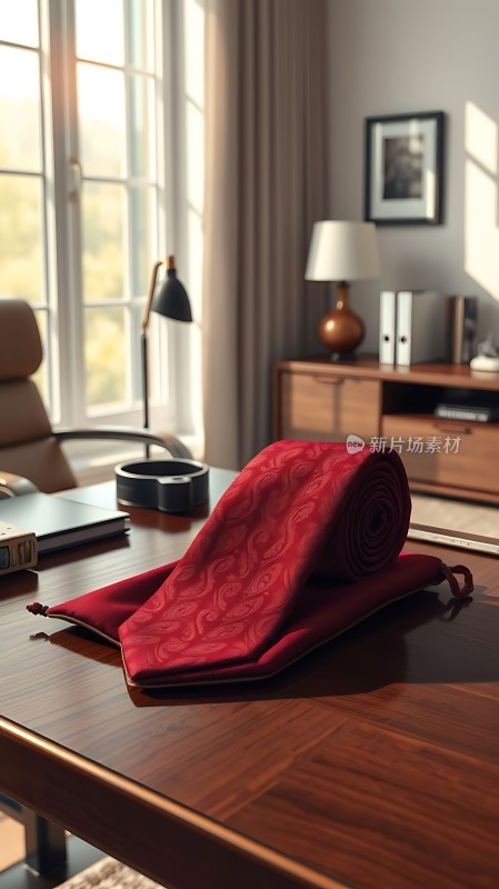 红色领带与优雅办公室环境