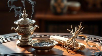 香炉静置烟雾缭绕古风雅韵宁静致远 香炉静置烟雾缭绕古风雅韵宁静致远