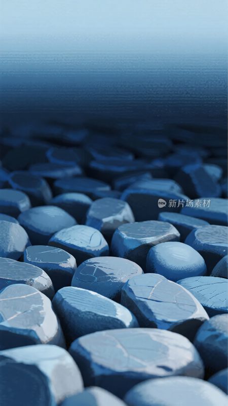 蓝色鹅卵石特写画面