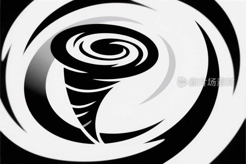 漩涡风格黑白插画