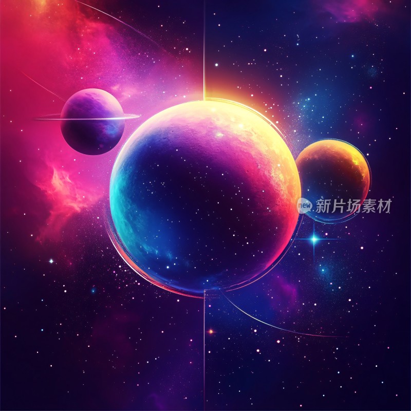 创意彩色缤纷宇宙插画