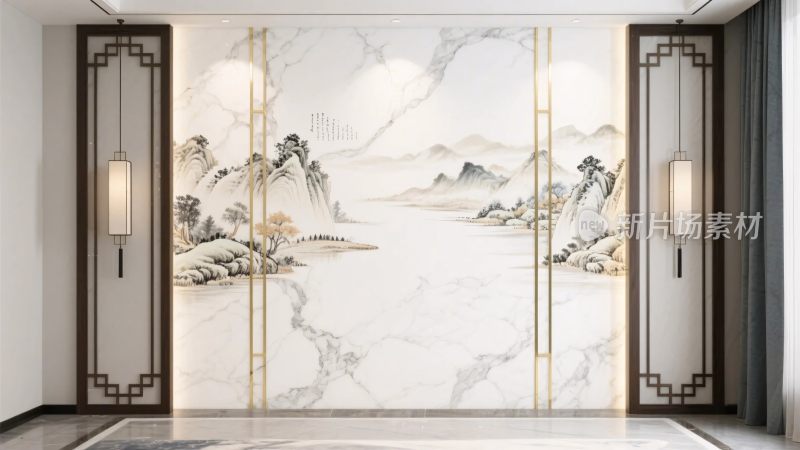 中式山水壁画装饰