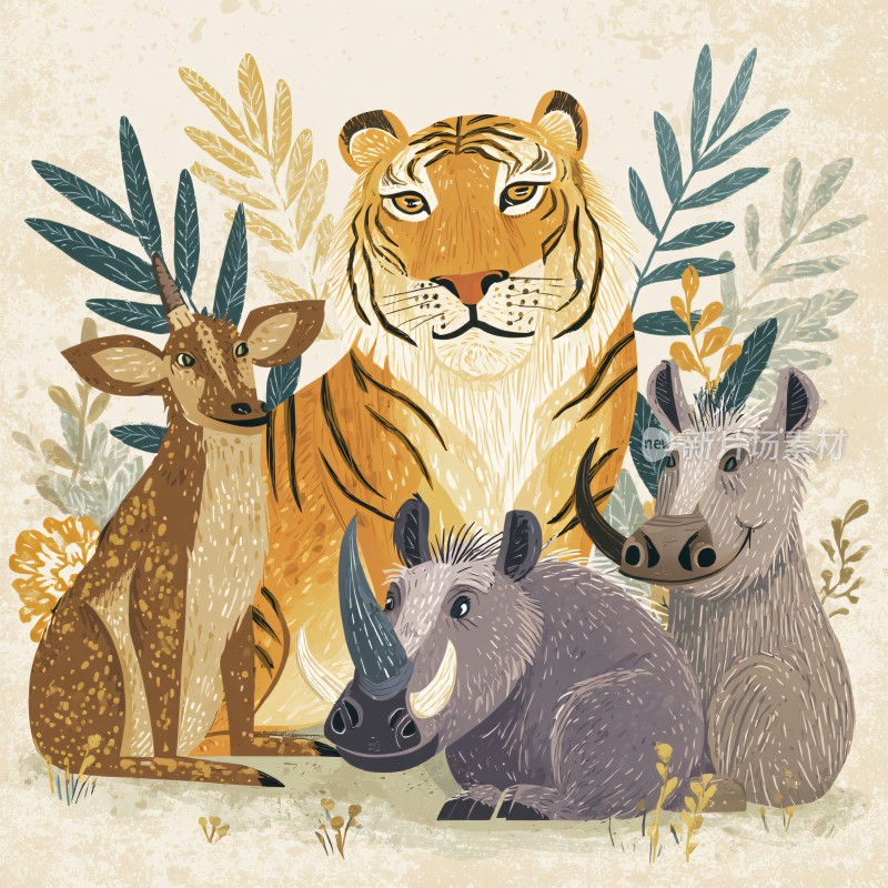 可爱野生动物插画