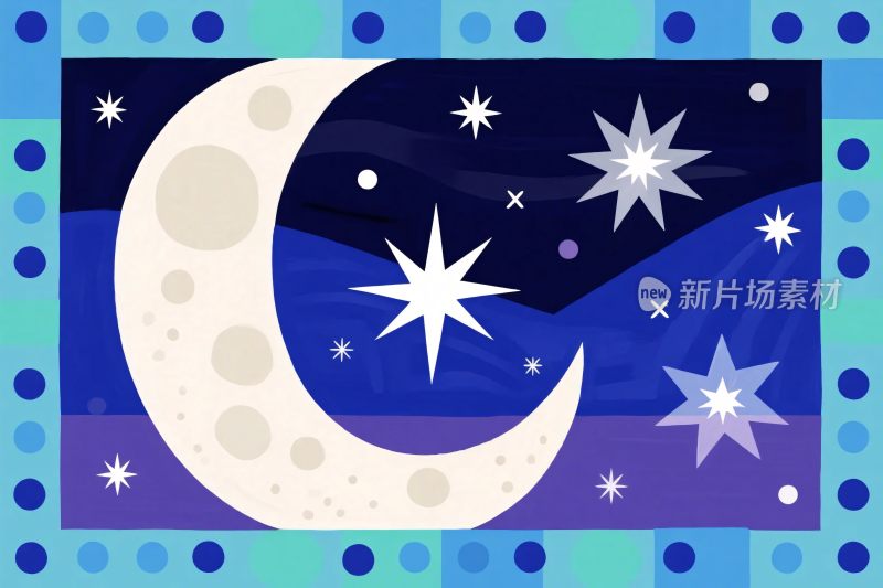 星空月亮装饰插画