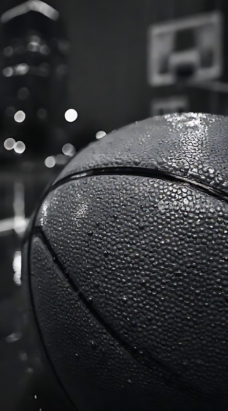 汗水浸透的篮球展现运动激情与决心