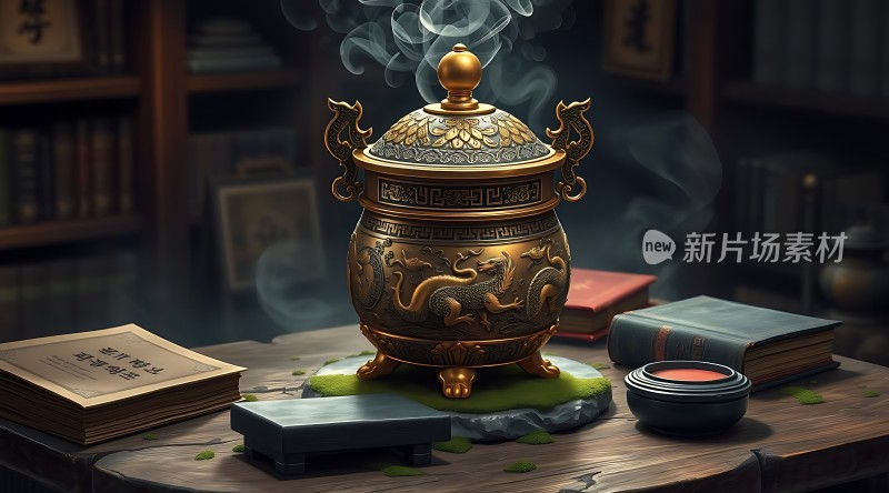 古香古色铜鼎书香气息浓厚