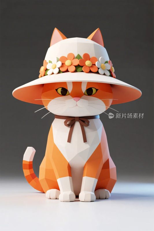 戴花帽卡通小猫