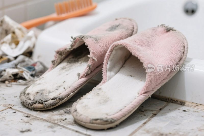 卫生间内的脏拖鞋