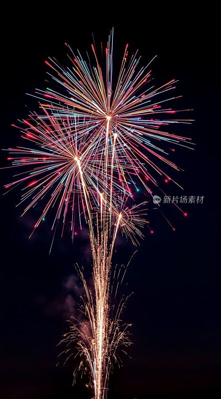 夜空烟花绽放色彩斑斓光芒四射