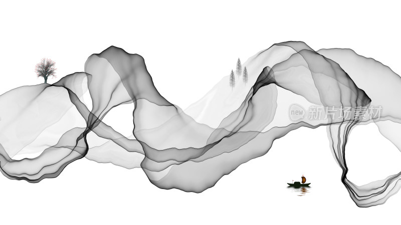 抽象水墨意境山水装饰画