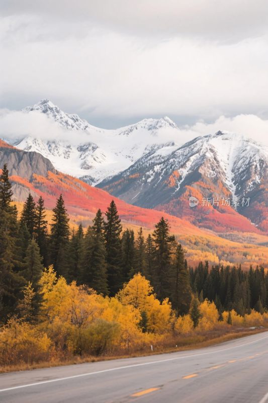 秋日山间公路美景
