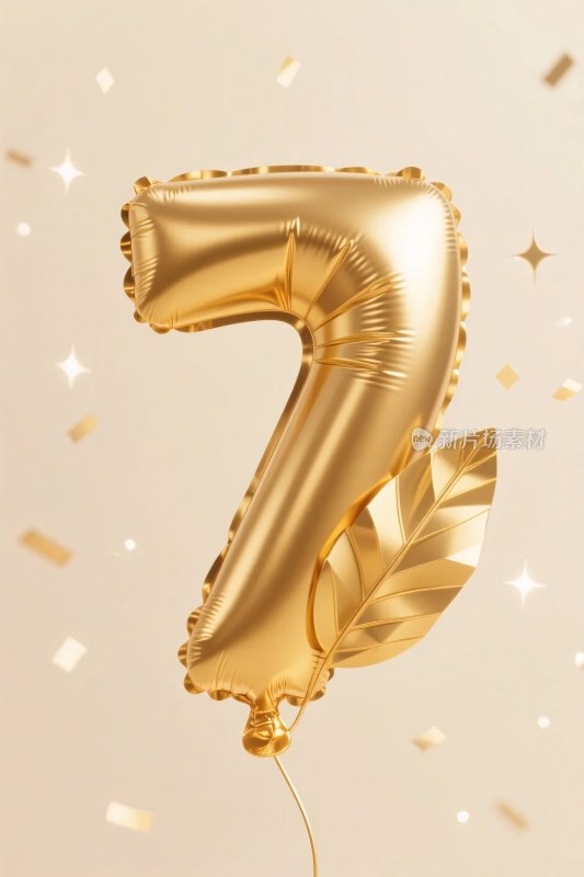 金色数字气球插画