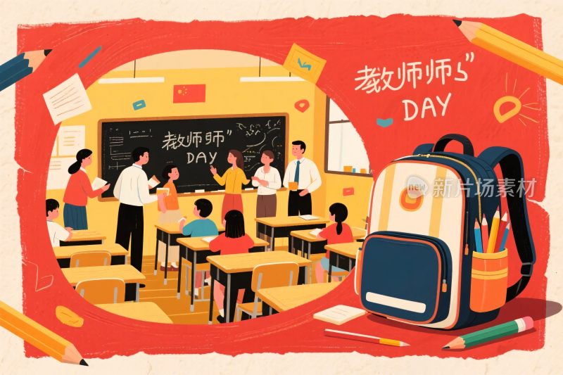 教师节课堂插画