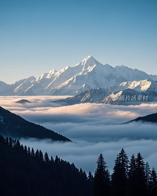 云海雪山天空自然风景