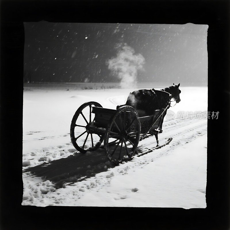 雪地上的马车