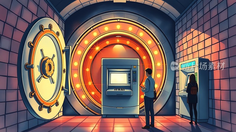 银行保险库里的ATM机