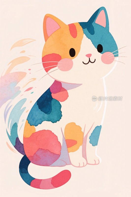 彩色插画猫咪形象