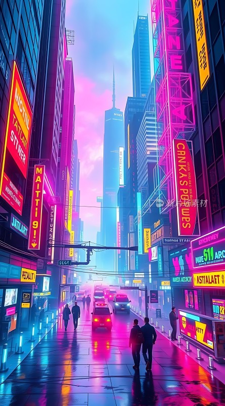 霓虹灯下的未来都市