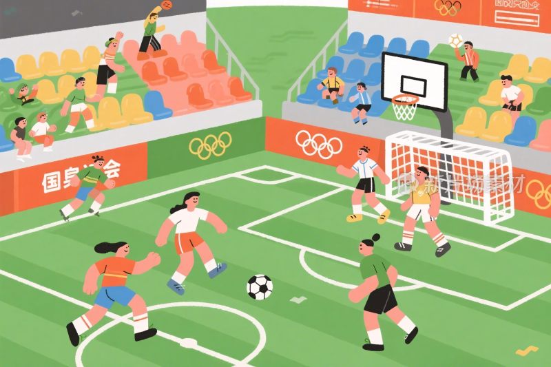 奥运会足球赛场插画