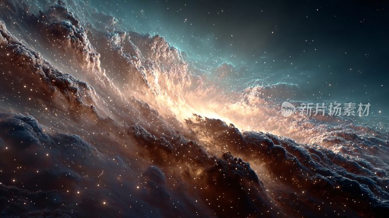 梦幻星空下的壮丽云海景象