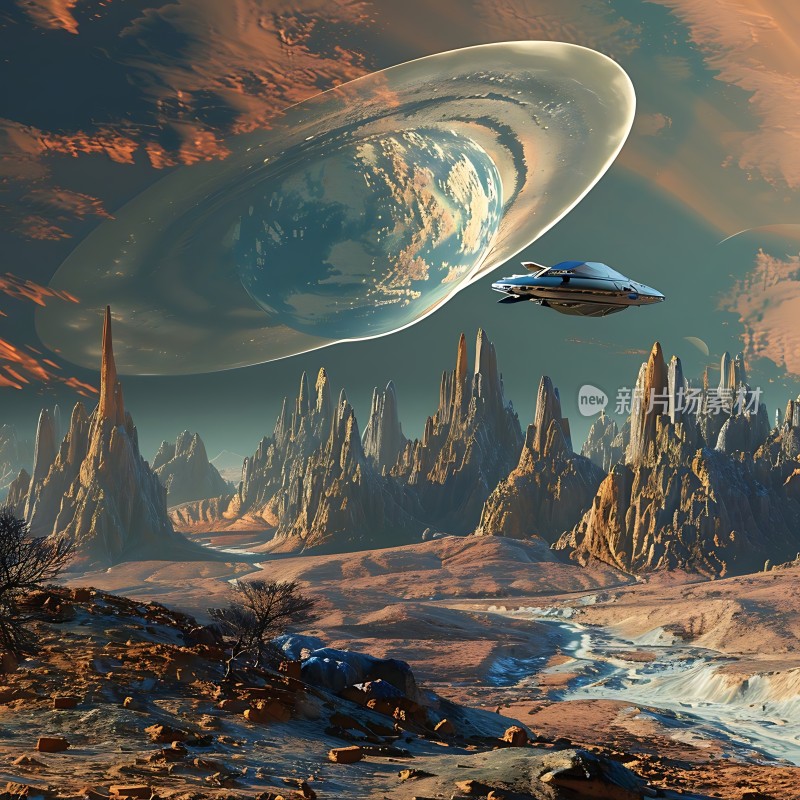 外星飞船探索神秘星球