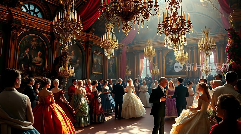 华丽舞会上的优雅宾客