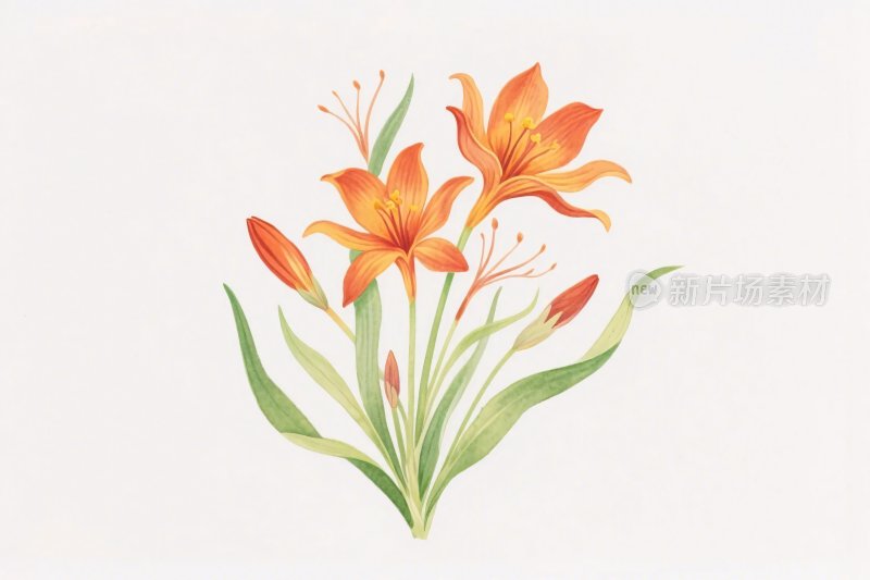 水彩百合花插画