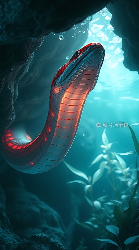 深海红蛇探出头